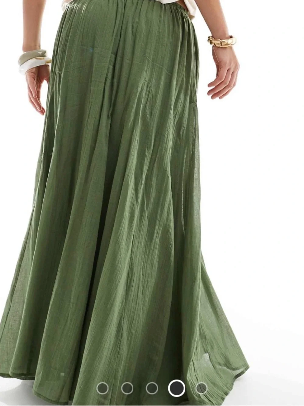 ASOS- Olive Green Maxi Skirt - Women's Flowing A-Line